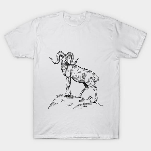 Large horned Goat T-Shirt by angipangi7